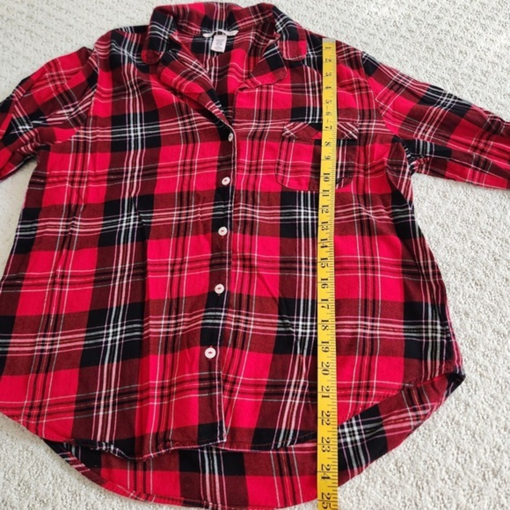 Victoria's Secret Red Plaid Flannel Pajama Top women's size‎ Medium - Picture 4 of 6